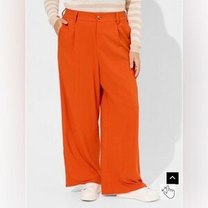 ORANGE WIDE LEG CREPE OANTS WITH ELASTIC WAIST AT THE BACK, TORRID, SIZE 18 REG